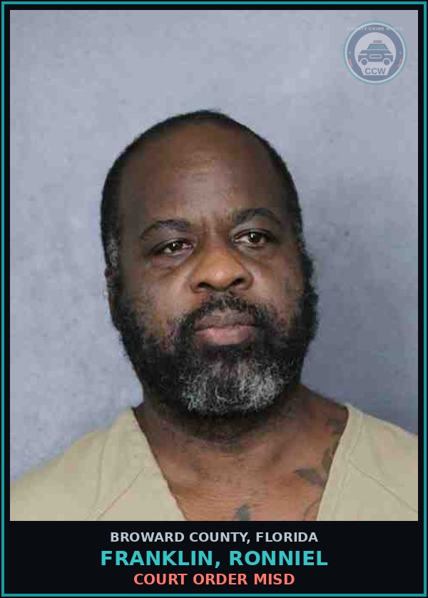 Booking mugshot of FRANKLIN, RONNIEL in Broward County