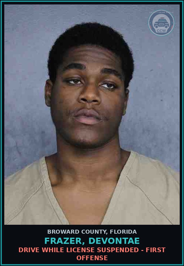 Booking mugshot of FRAZER, DEVONTAE in Broward County