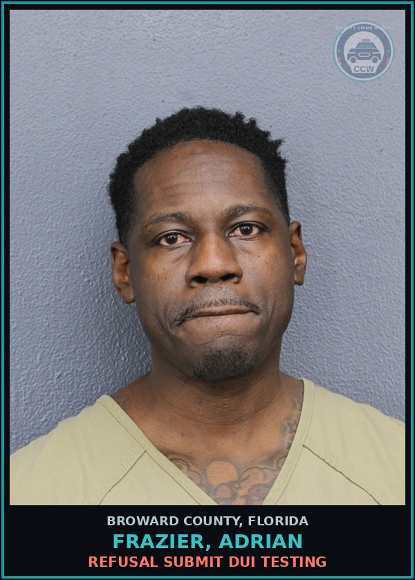 Booking mugshot of FRAZIER, ADRIAN in Broward County