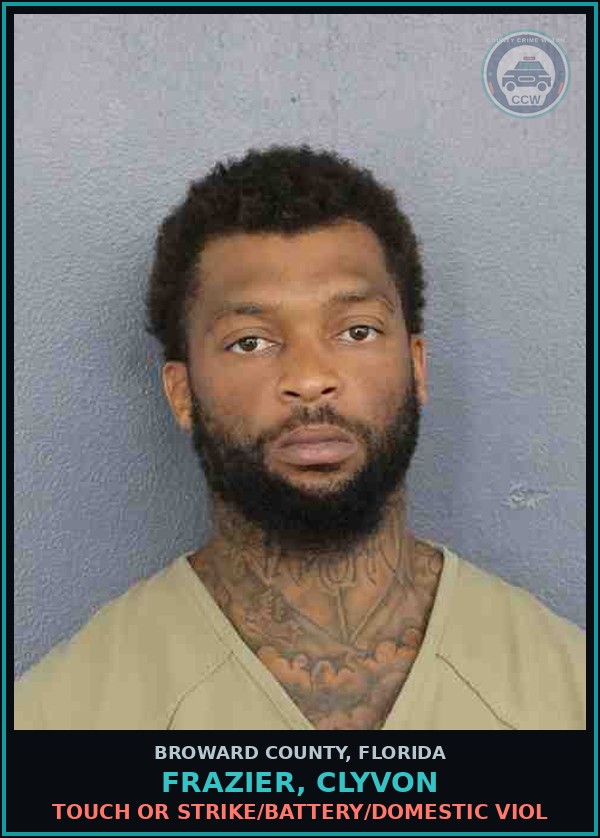 Booking mugshot of FRAZIER, CLYVON in Broward County