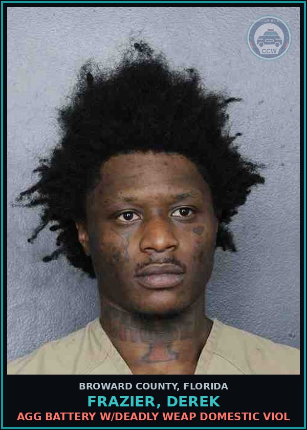 Booking mugshot of FRAZIER, DEREK in Broward County
