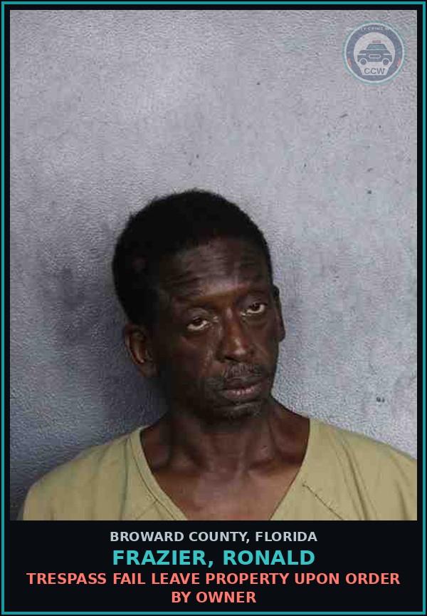 Booking mugshot of FRAZIER, RONALD in Broward County