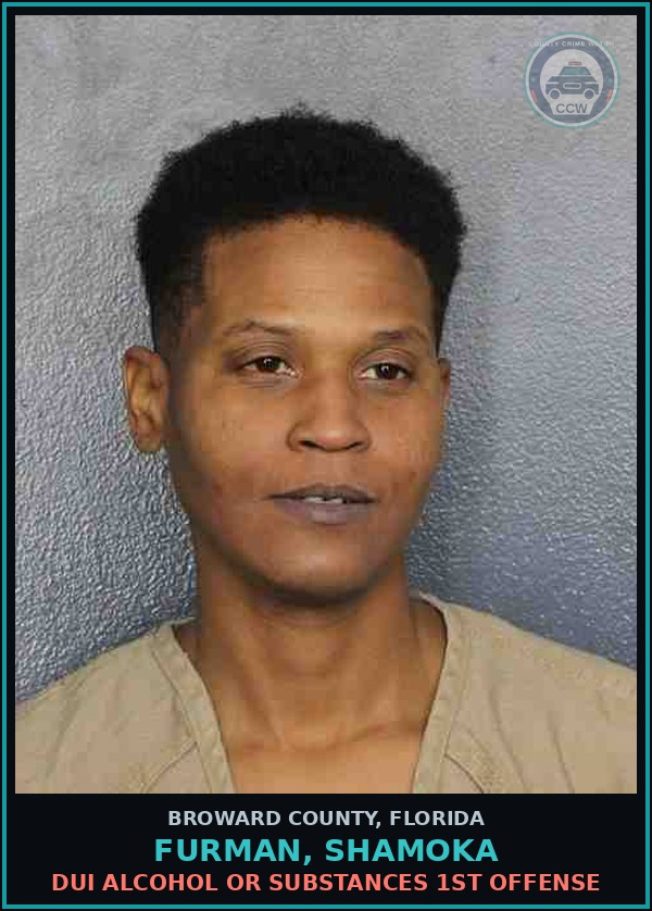 Booking mugshot of FURMAN, SHAMOKA in Broward County