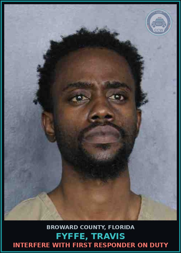 Booking mugshot of FYFFE, TRAVIS in Broward County