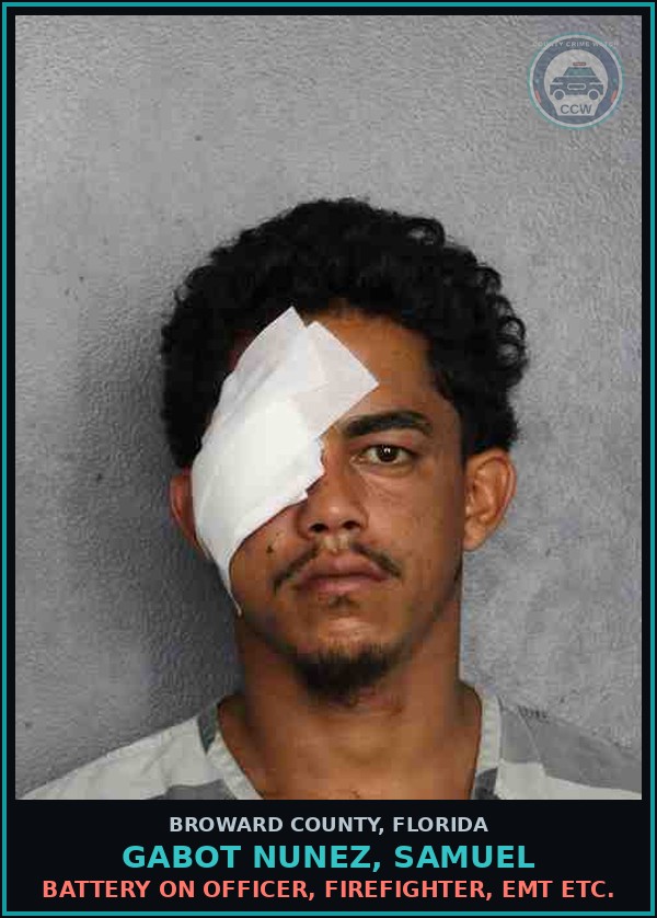 Booking mugshot of GABOT NUNEZ, SAMUEL in Broward County