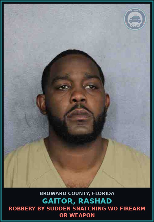 Booking mugshot of GAITOR, RASHAD in Broward County