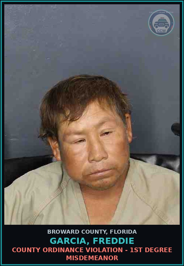 Booking mugshot of GARCIA, FREDDIE in Broward County