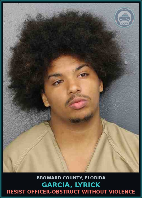 Booking mugshot of GARCIA, LYRICK in Broward County