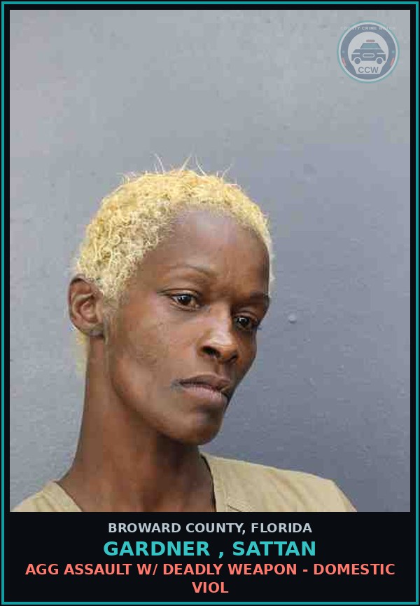 Booking mugshot of GARDNER , SATTAN in Broward County
