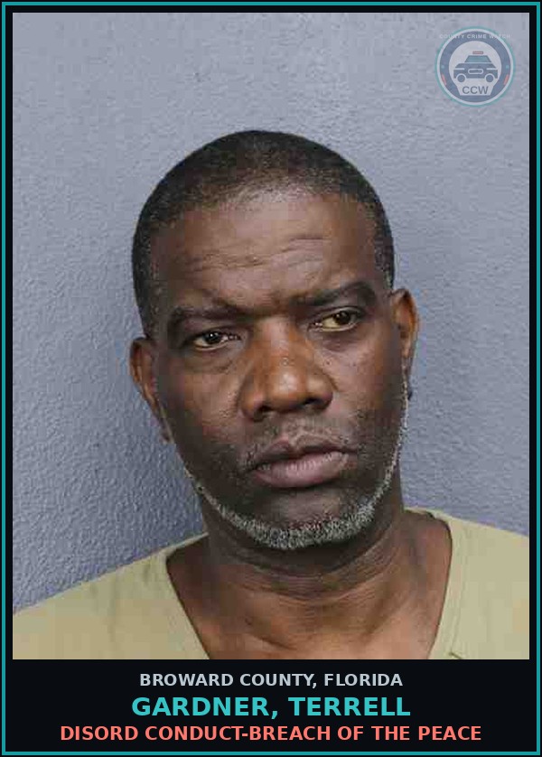 Booking mugshot of GARDNER, TERRELL in Broward County