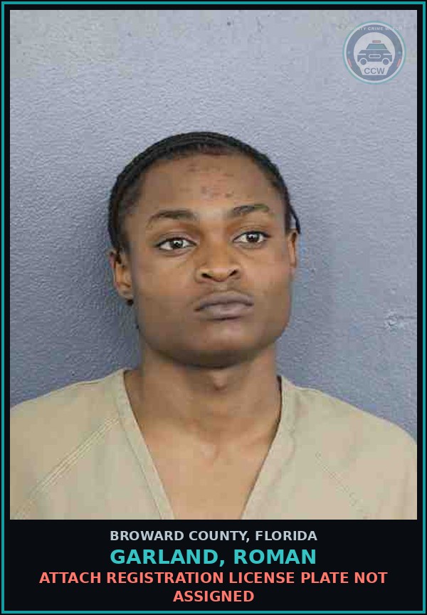 Booking mugshot of GARLAND, ROMAN in Broward County