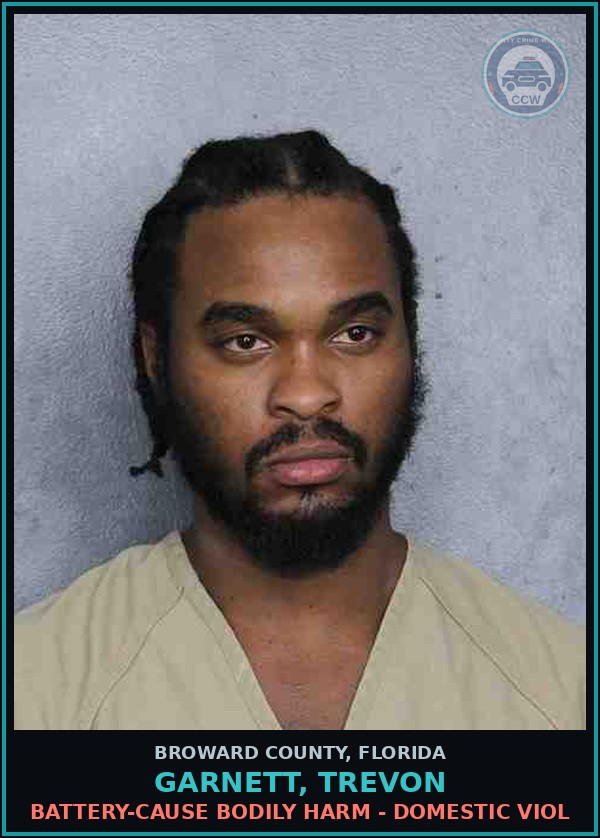 Booking mugshot of GARNETT, TREVON in Broward County