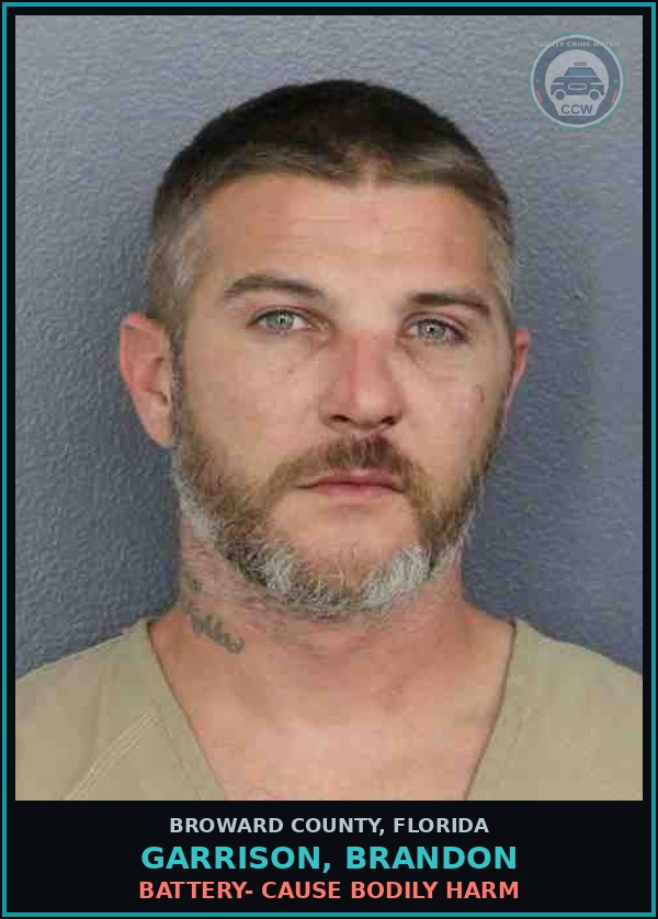 Booking mugshot of GARRISON, BRANDON in Broward County