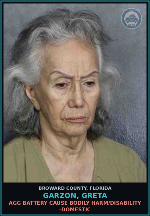 Booking mugshot of GARZON, GRETA in Broward County