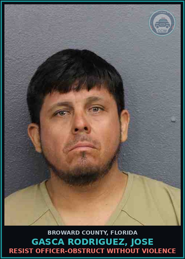 Booking mugshot of GASCA RODRIGUEZ, JOSE in Broward County