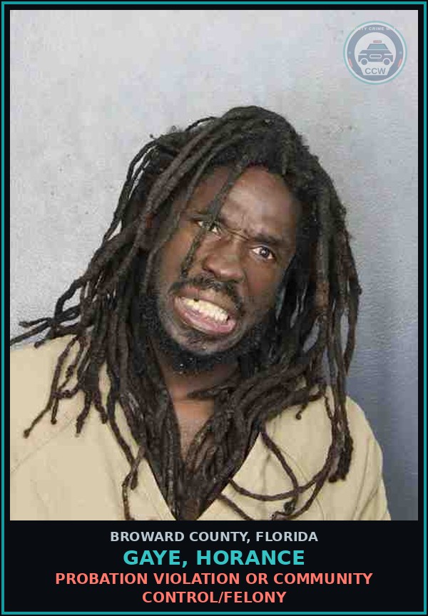 Booking mugshot of GAYE, HORANCE in Broward County