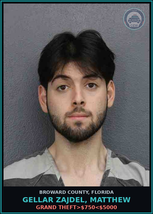 Booking mugshot of GELLAR ZAJDEL, MATTHEW in Broward County