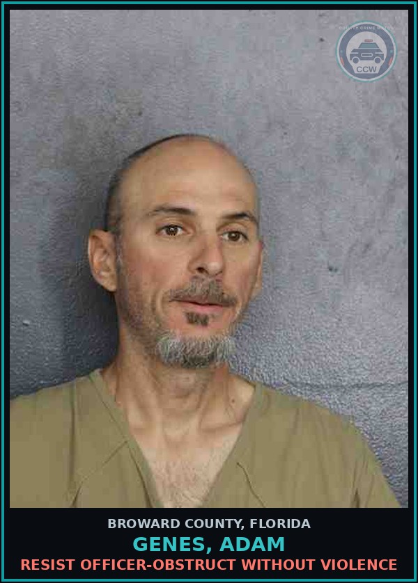 Booking mugshot of GENES, ADAM in Broward County