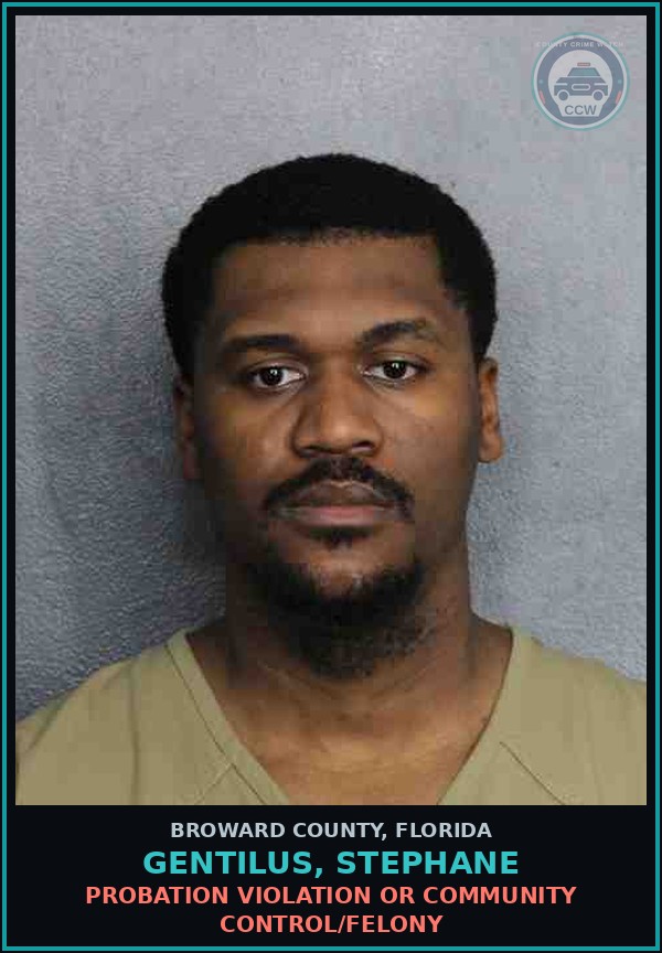 Booking mugshot of GENTILUS, STEPHANE in Broward County