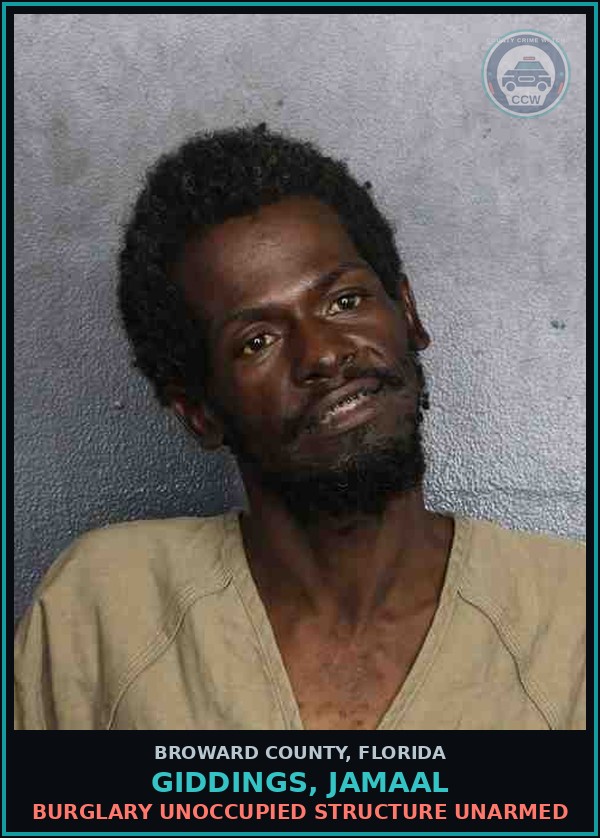 Booking mugshot of GIDDINGS, JAMAAL in Broward County