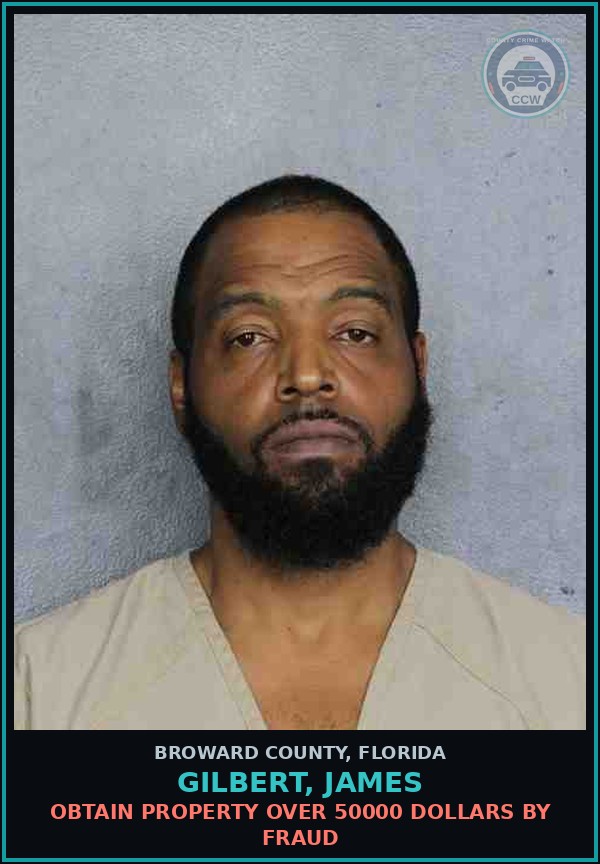 Booking mugshot of GILBERT, JAMES in Broward County