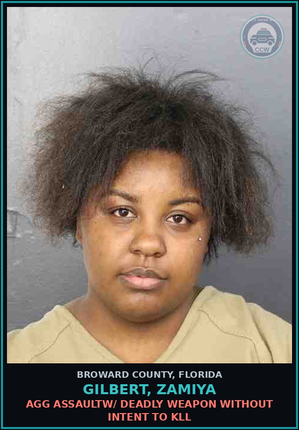 Booking mugshot of GILBERT, ZAMIYA in Broward County