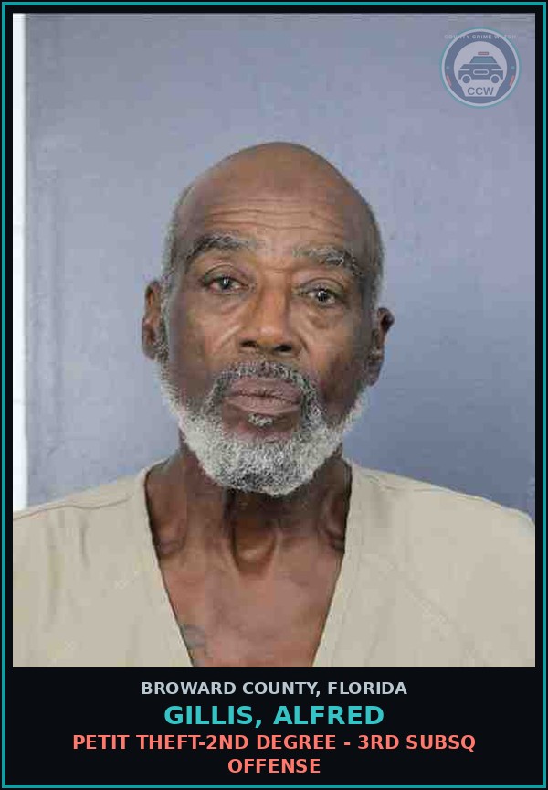 Booking mugshot of GILLIS, ALFRED in Broward County