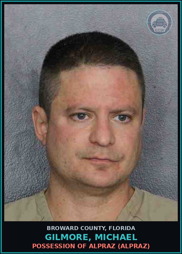 Booking mugshot of GILMORE, MICHAEL in Broward County