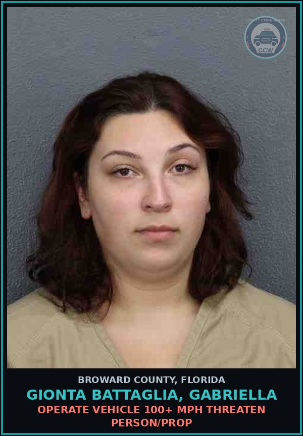 Booking mugshot of GIONTA BATTAGLIA, GABRIELLA in Broward County
