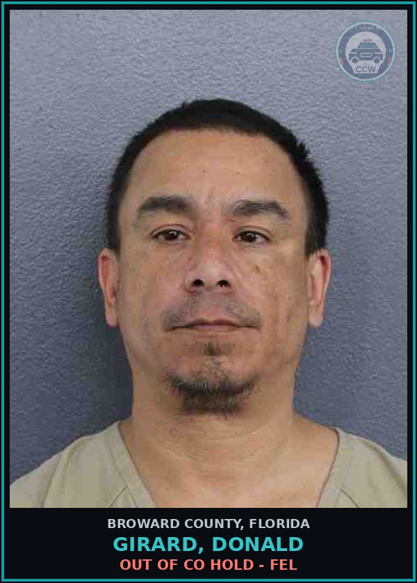 Booking mugshot of GIRARD, DONALD in Broward County