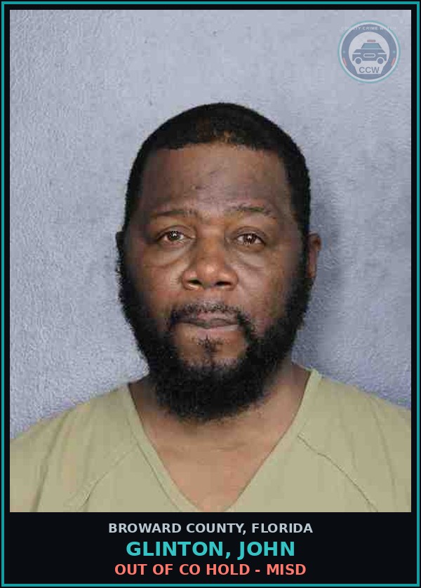 Booking mugshot of GLINTON, JOHN in Broward County