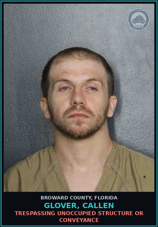 Booking mugshot of GLOVER, CALLEN in Broward County