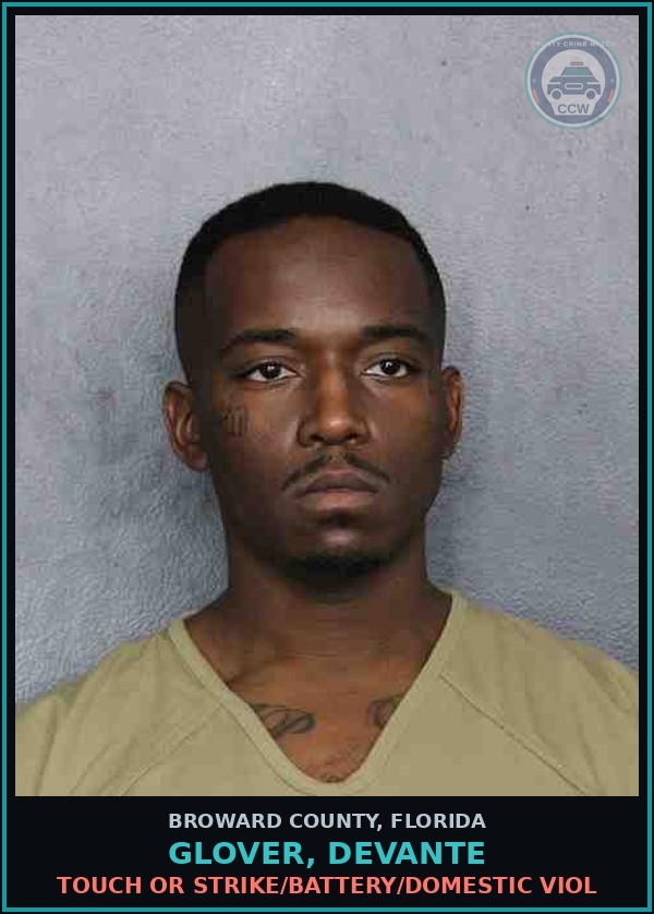 Booking mugshot of GLOVER, DEVANTE in Broward County
