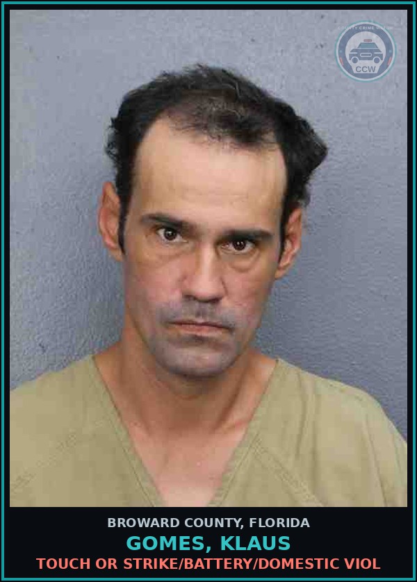 Booking mugshot of GOMES, KLAUS in Broward County
