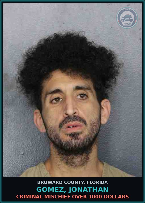 Booking mugshot of GOMEZ, JONATHAN in Broward County