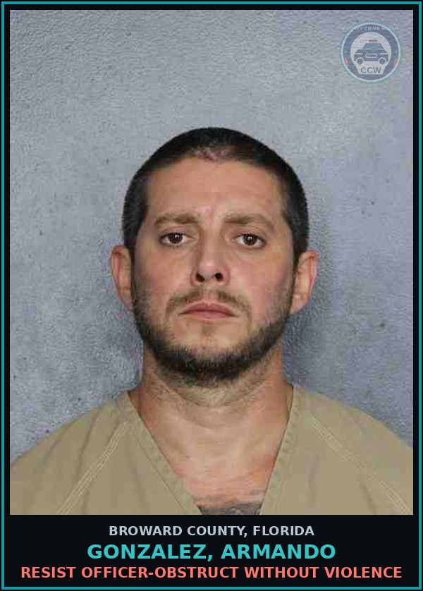 Booking mugshot of GONZALEZ, ARMANDO in Broward County