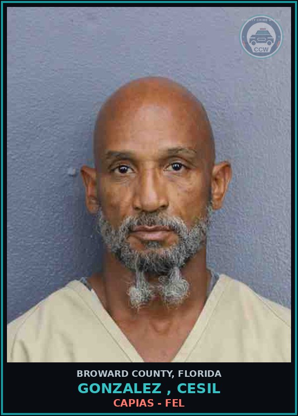 Booking mugshot of GONZALEZ , CESIL in Broward County