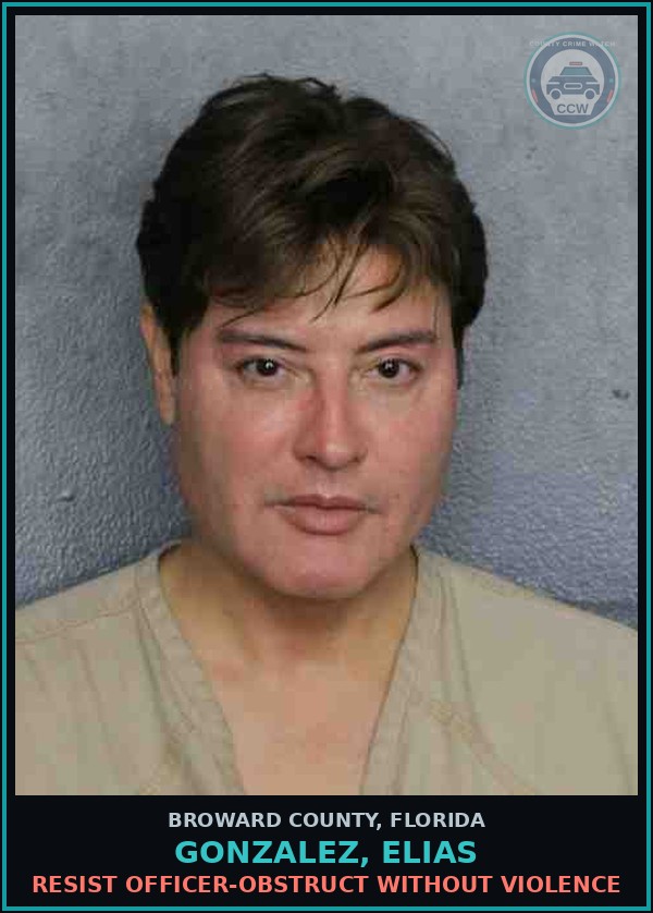 Booking mugshot of GONZALEZ, ELIAS in Broward County