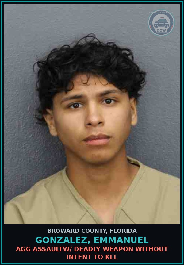 Booking mugshot of GONZALEZ, EMMANUEL in Broward County