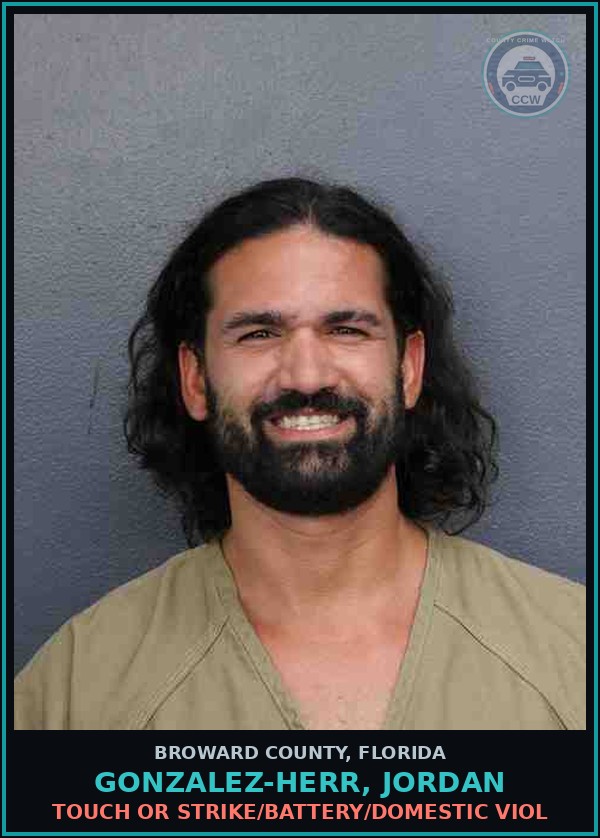 Booking mugshot of GONZALEZ-HERR, JORDAN in Broward County