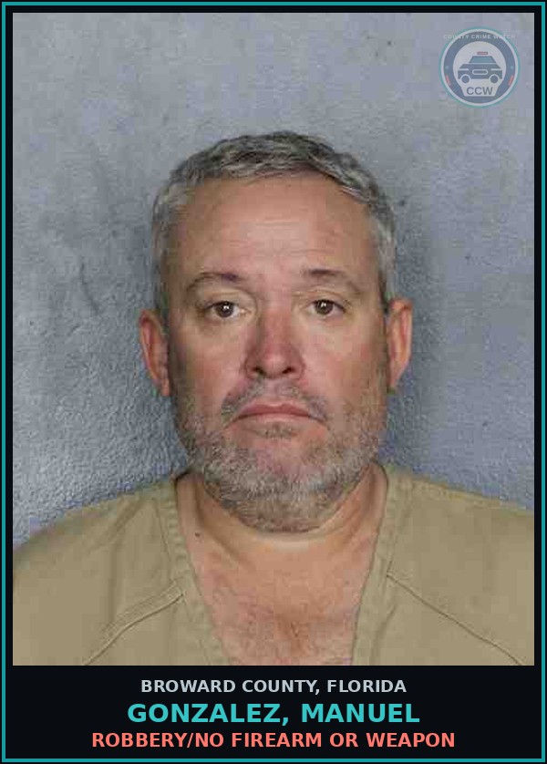 Booking mugshot of GONZALEZ, MANUEL in Broward County