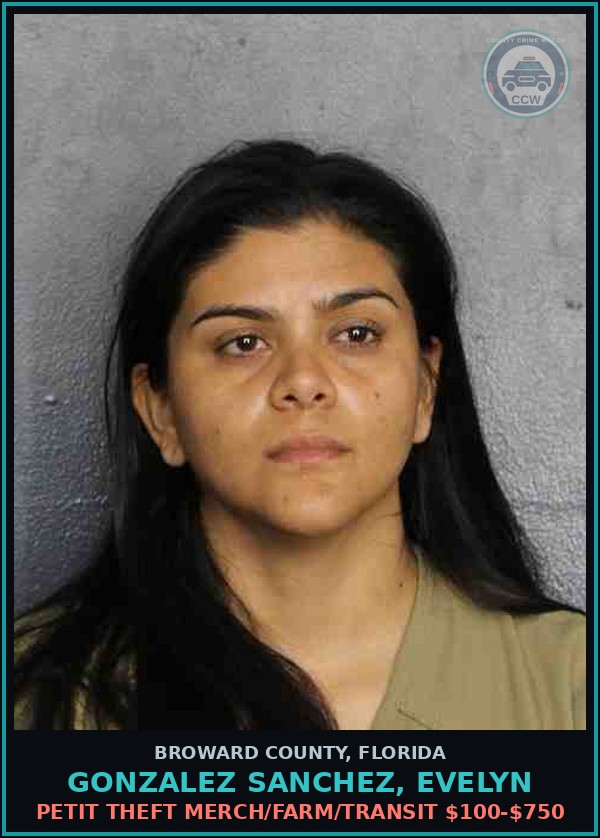 Booking mugshot of GONZALEZ SANCHEZ, EVELYN in Broward County