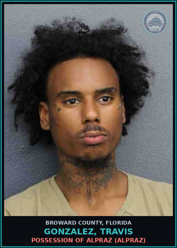 Booking mugshot of GONZALEZ, TRAVIS in Broward County