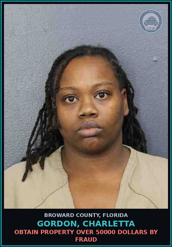 Booking mugshot of GORDON, CHARLETTA in Broward County