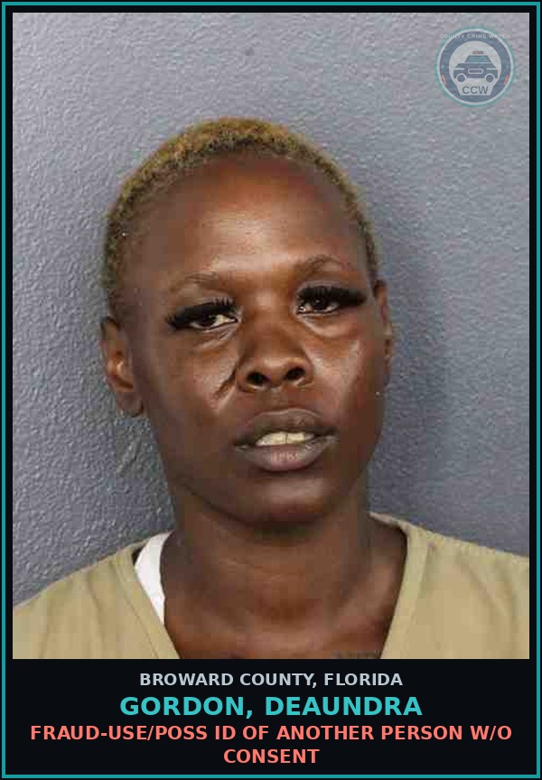 Booking mugshot of GORDON, DEAUNDRA in Broward County