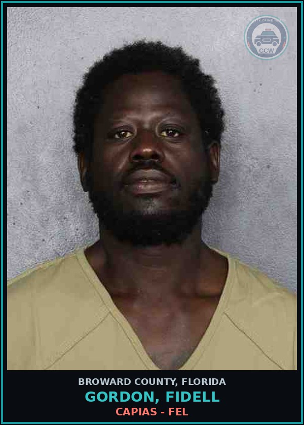 Booking mugshot of GORDON, FIDELL in Broward County