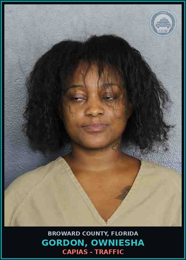 Booking mugshot of GORDON, OWNIESHA in Broward County