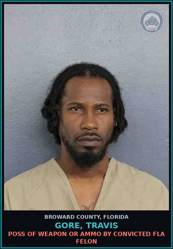 Booking mugshot of GORE, TRAVIS in Broward County