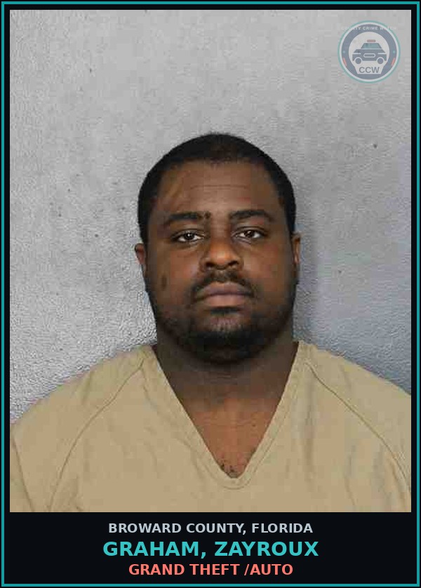 Booking mugshot of GRAHAM, ZAYROUX in Broward County
