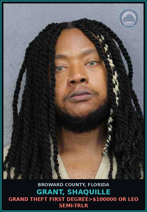 Booking mugshot of GRANT, SHAQUILLE in Broward County